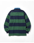 Battenwear Pocket Rugby Shirt Green x Navy Stripe