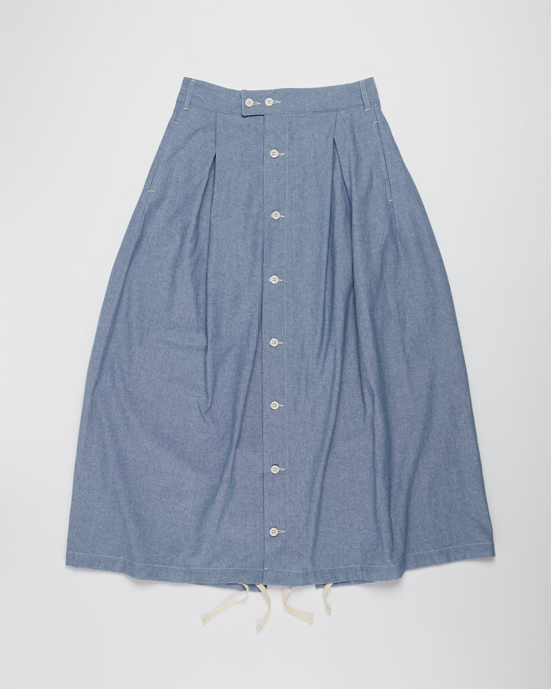 Engineered Garments Tuck Skirt Lt.Blue 4.5oz Cotton Chambray