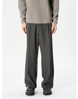 Goldwin One Tuck Straight Wool Pant Charcoal Gray