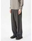 Goldwin One Tuck Straight Wool Pant Charcoal Gray