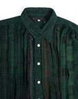 Needles Rebuild Flannel Shirt Ribbon Overdye Green Large