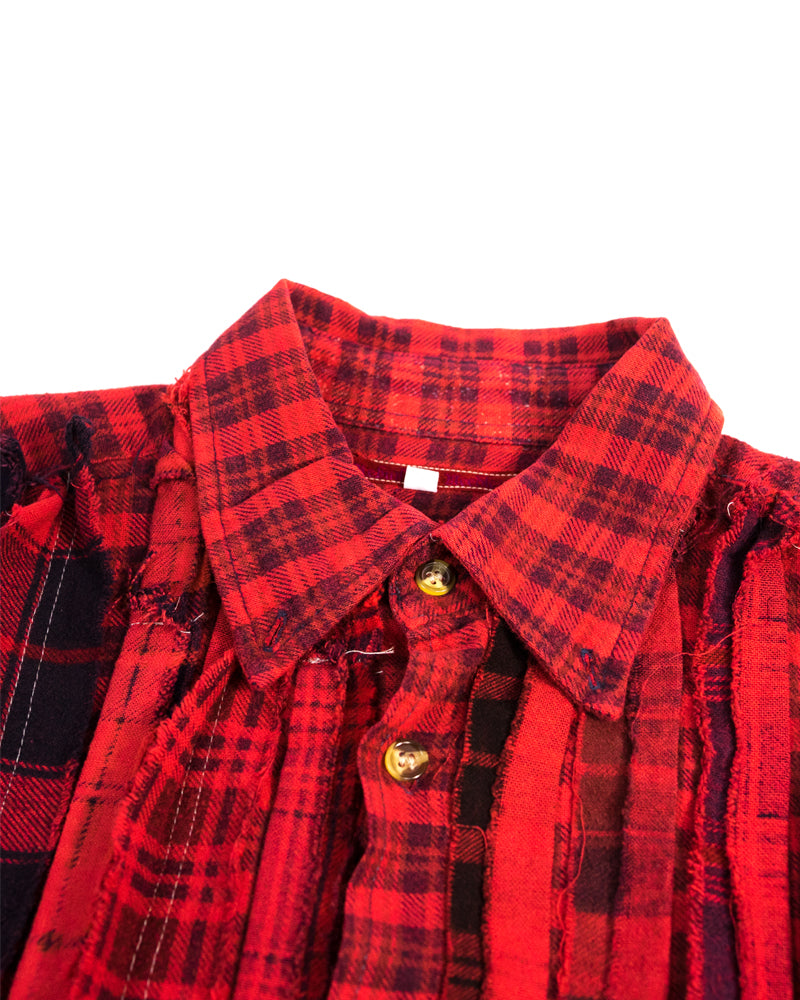 Needles Rebuild Flannel Shirt Ribbon Overdye Red Small