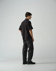 Thom Morison Short Sleeve Shirt Black Seersucker