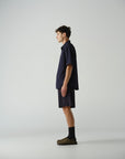 Thom Morison Short Sleeve Shirt Navy Seersucker