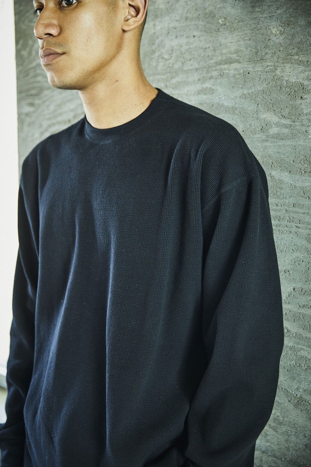 orSlow Waffle Long Sleeve Black