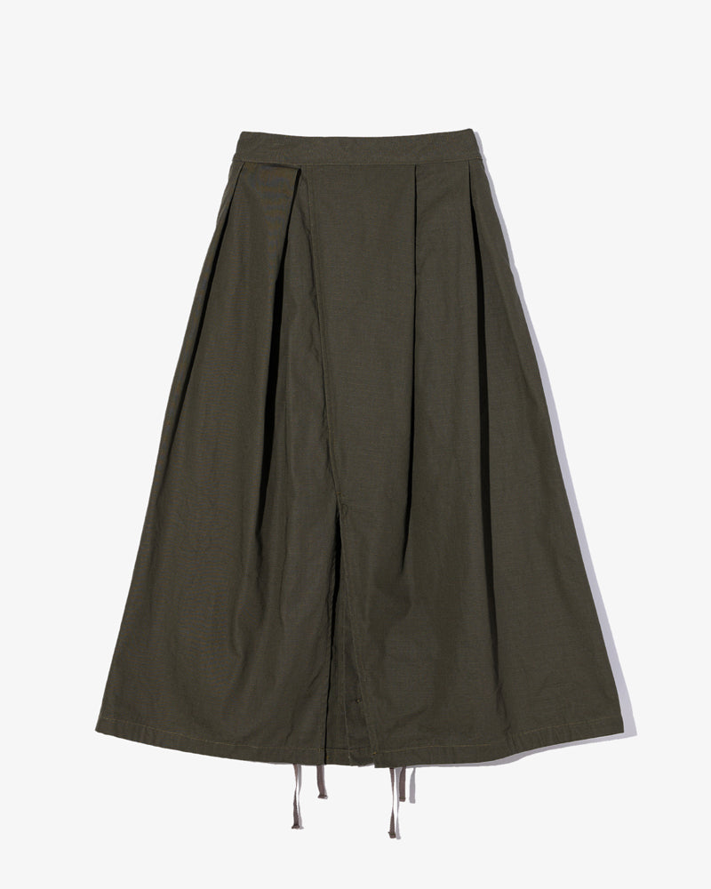 Engineered Garments Tuck Skirt Olive Heavyweight Cotton Ripstop