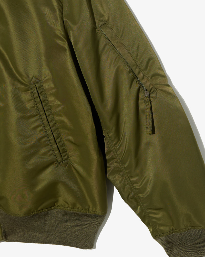 Engineered Garments Aviator Jacket Olive Flight Satin Nylon – Big