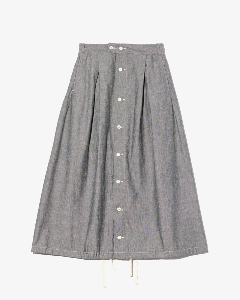 Engineered Garments Tuck Skirt Grey 4.5oz Cotton Chambray
