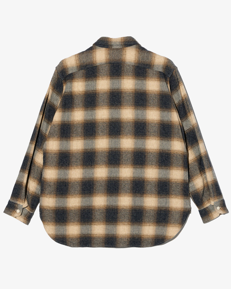 Engineered Garments Work Shirt Khaki Cotton Heavy Shadow Plaid Flannel