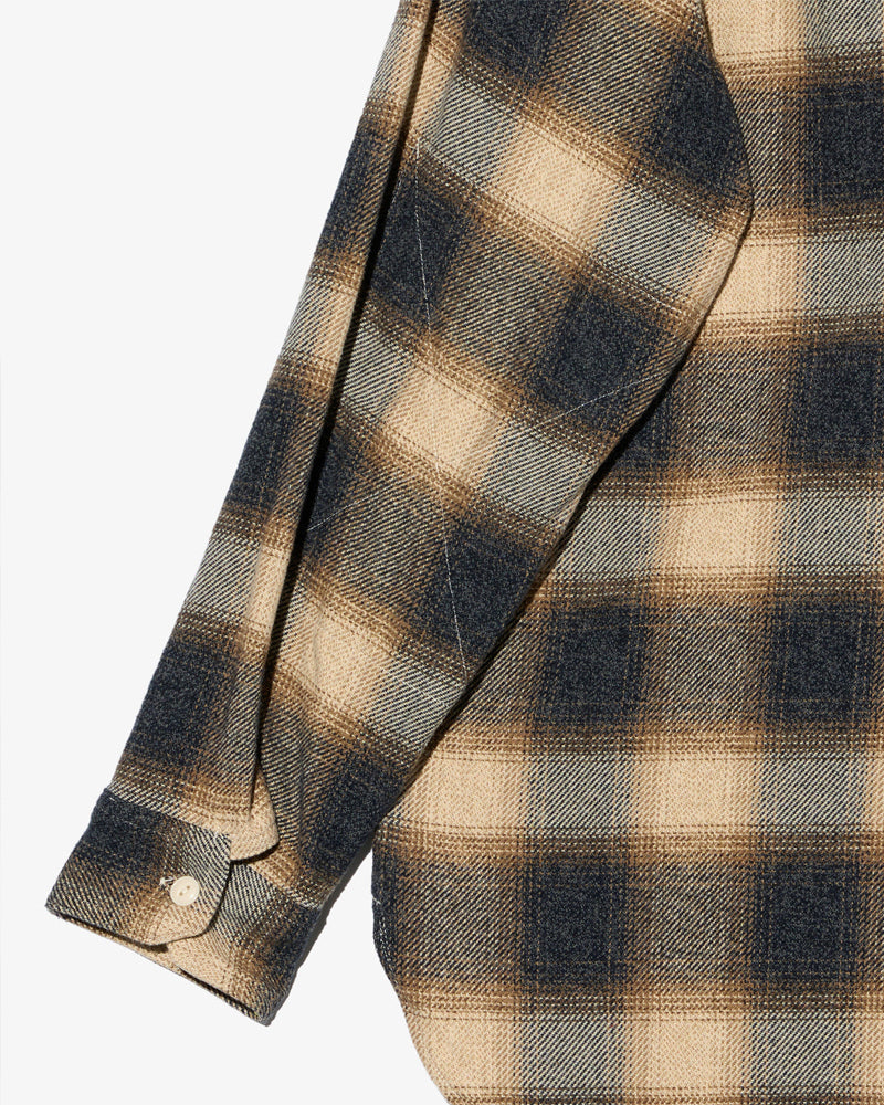Engineered Garments Work Shirt Khaki Cotton Heavy Shadow Plaid Flannel