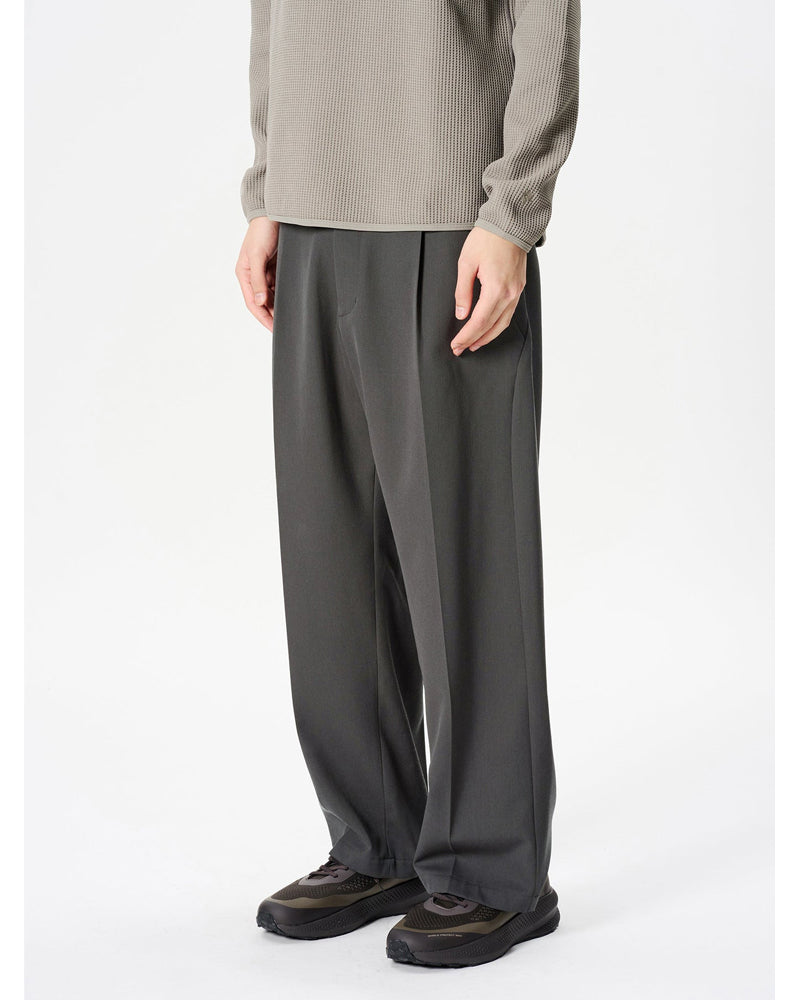 Goldwin One Tuck Straight Wool Pant Charcoal Gray