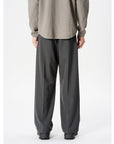 Goldwin One Tuck Straight Wool Pant Charcoal Gray