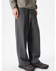 Goldwin One Tuck Straight Wool Pant Charcoal Gray