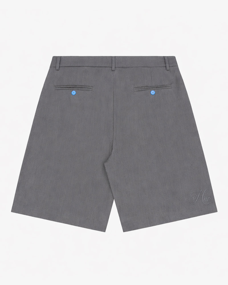 Honour Heritage Script Pleated Shorts Grey