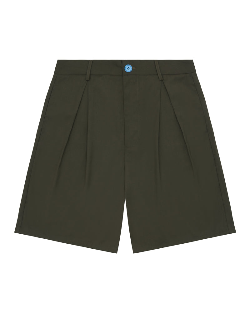 Honour Heritage Script Pleated Shorts Olive