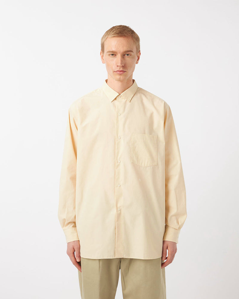 Nanamica Regular Collar Stripe Wind Shirt Cream Yellow