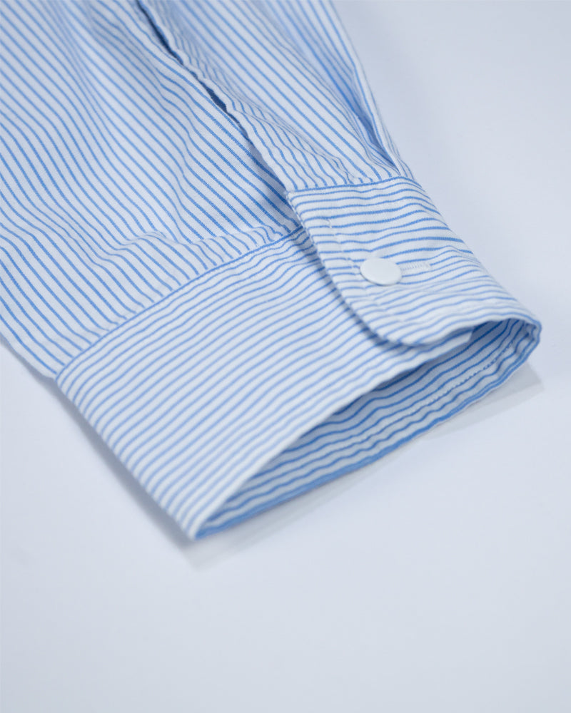 Nanamica regular Collar Stripe Wind Shirt Sax