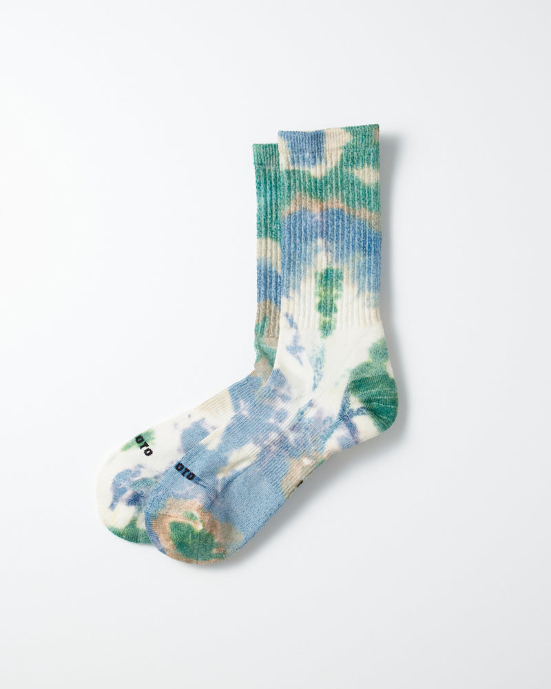 Rototo Allrounder Merino Crew Tie Dye Green Blue