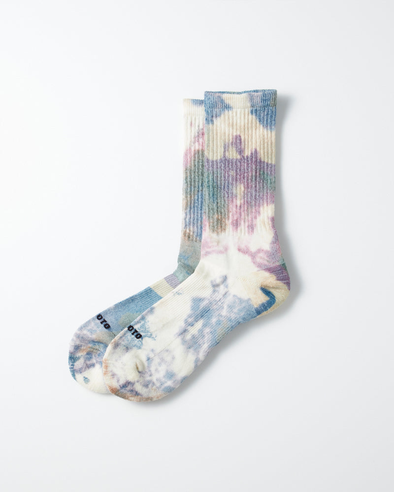 Rototo Allrounder Merino Crew Tie Dye Purple Blue