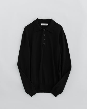 Thom Morison Merino Knit Polo Black