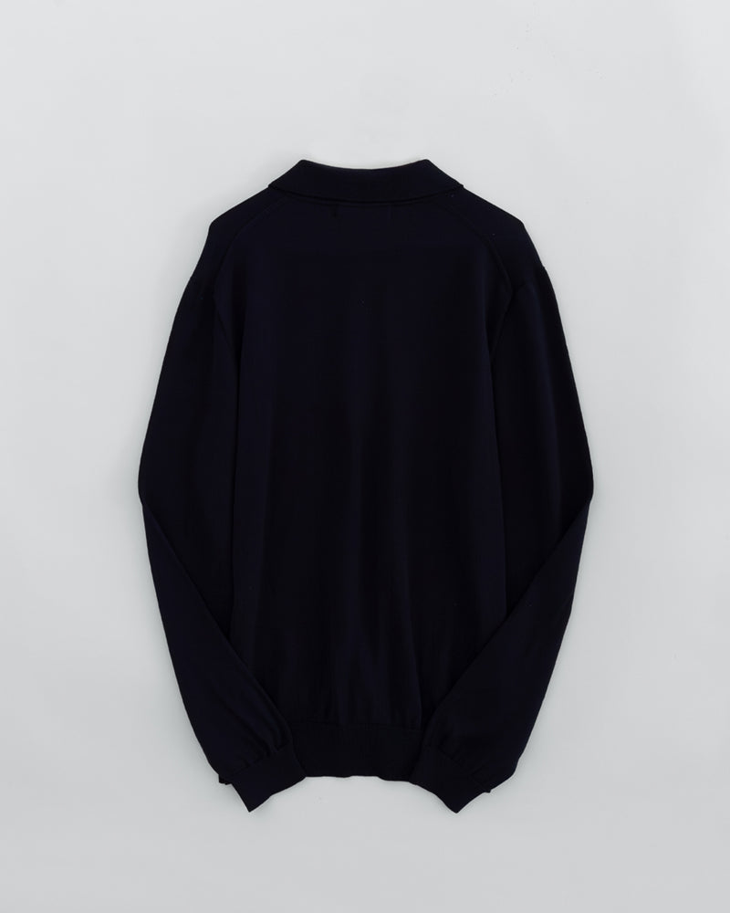 Thom Morison Merino Knit Polo Navy