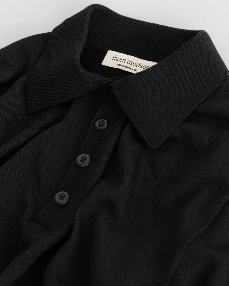 Thom Morison Merino Knit Polo Navy
