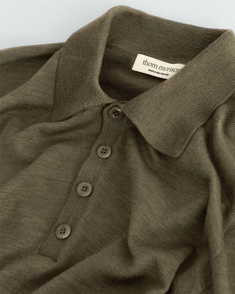 Thom Morison Merino Knit Polo Sage