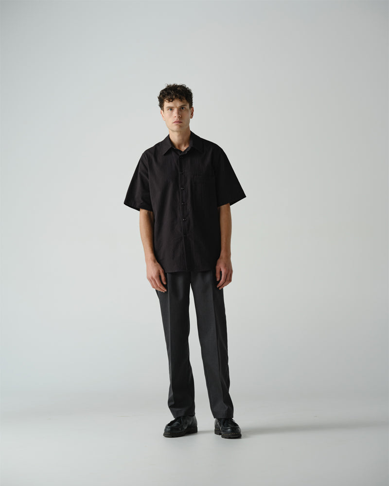 Thom Morison Short Sleeve Shirt Black SeersuckerThom Morison Short Sleeve Shirt Black Seersucker