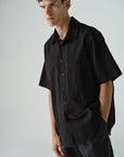 Thom Morison Short Sleeve Shirt Black SeersuckerThom Morison Short Sleeve Shirt Black Seersucker
