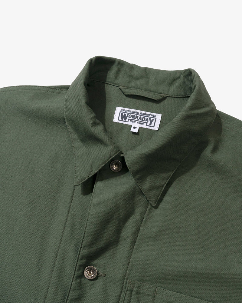 Engineered Garments Workaday Utility Jacket Olive Cotton Reversed Sateen