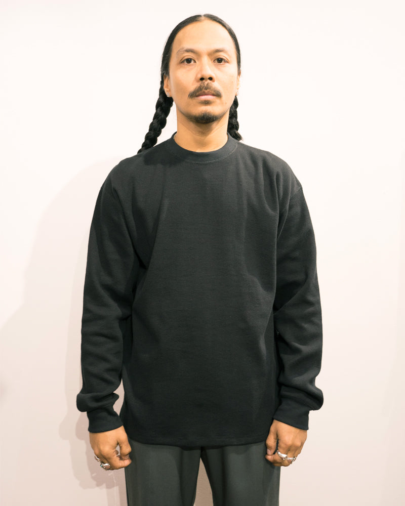 orSlow Waffle Long Sleeve Black