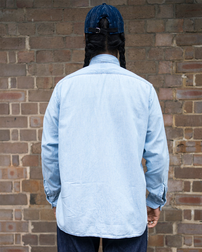orSlow Relax Fit Chambray Work Shirt Chambray Bleach