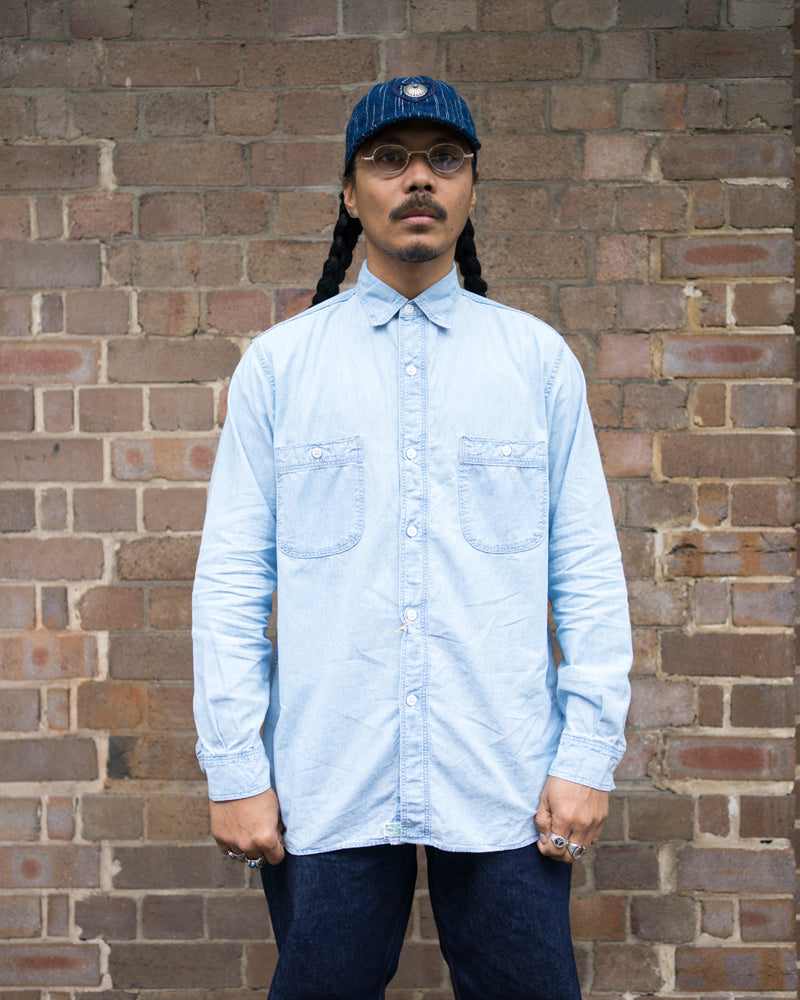 orSlow Relax Fit Chambray Work Shirt Chambray Bleach